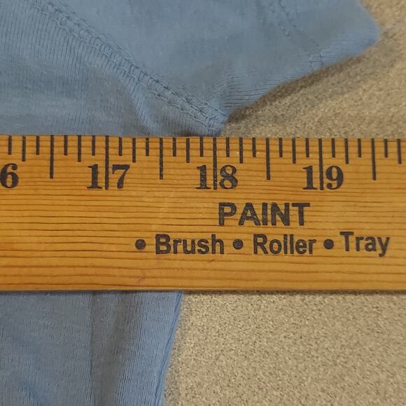 TeeCo Shirt Women's Size Large Quarter Button Blue Short Sleeve Top - Picture 5 of 6